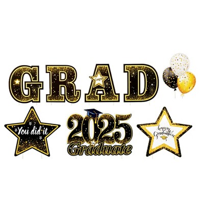 Collections Etc 2025 Graduation Outdoor Garden Stakes - Set of 8