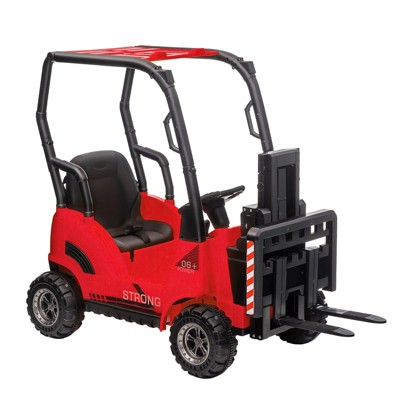 12V Kids Ride On Forklift Car with Tent, Electric Ride On Construction Car Toy for Toddles with Remote Control