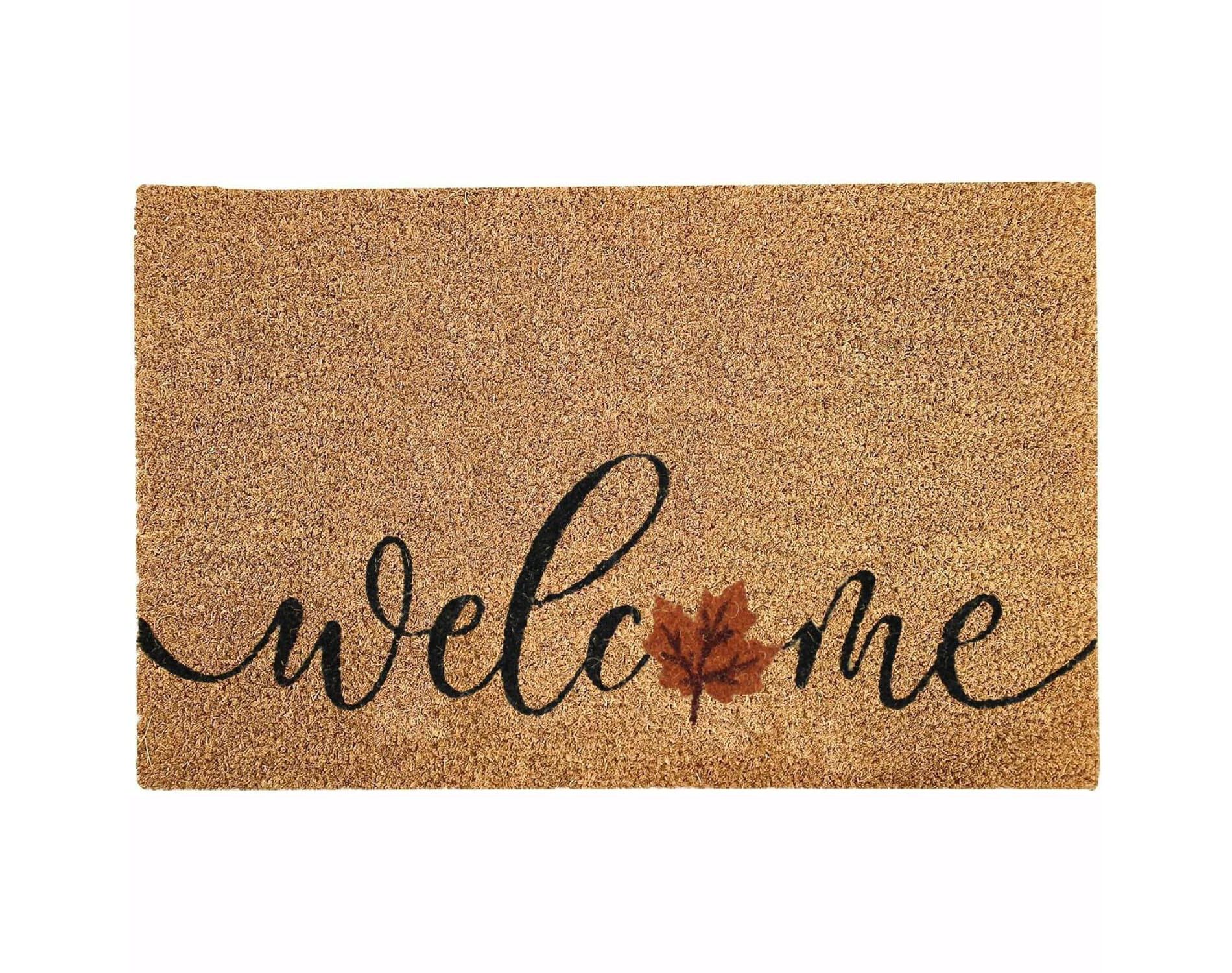 Fall Coir Door Mat Printed Outdoor Mat 18x28 Non-Slip Doormat, Durable Outdoor/Indoor Rug, Entryway, Front Door, Porch, WELCOME FALL LEAVES