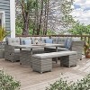 Greemotion 6pc Malia Outdoor Patio Dining Sectional with Table And Bench Gray: UV-Resistant, Aluminized Finish, Storage - image 2 of 4