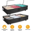 NewHome "2Pcs Under Bed Storage Containers with Lockable Wheels, Dividers, Clear Lid & Strap Handles for Clothes, Shoes, Toys" Black - 4 of 4
