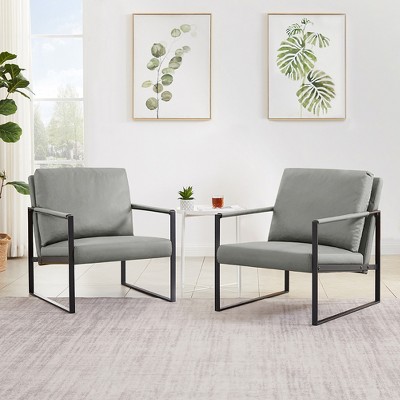 Modern Arm Chair, PU Leather Accent Armchair With Thick Padded Backrest, Seat Cushion Sofa Chair, Metal Frame Single Chair For Living Room, Office