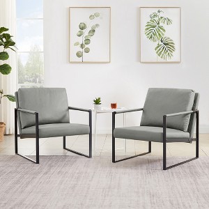 Modern Arm Chair, PU Leather Accent Armchair With Thick Padded Backrest, Seat Cushion Sofa Chair, Metal Frame Single Chair For Living Room, Office - 1 of 4