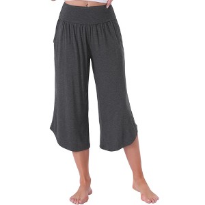 INSPIRE CHIC Women's Capri Lounge Yoga Summer Wide Leg with Pockets Workout Sweat Pajama Pants - 1 of 4
