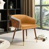 ARTPLAN Mid Century Modern Dining Chair, Faux Leather with Walnut,Uphoolsted Accent Arm Chair,Sitting Chair with Wooden Gold Metal feet - 4 of 4