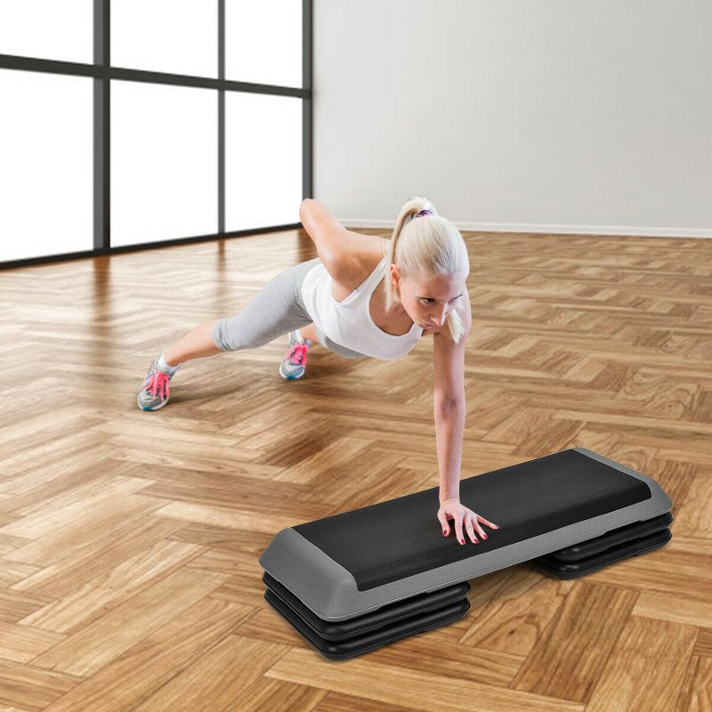 Fitness Aerobic Step 43'' Cardio Adjust 4'' - 6'' - 8'' Exercise Stepper w/Risers, 3 of 11