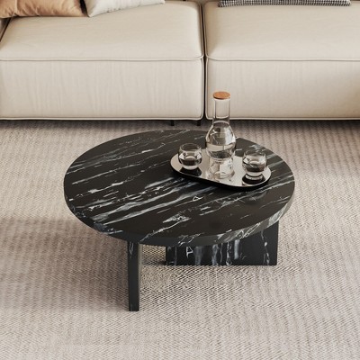 31.4-Inch Round Coffee Table, Modern Aesthetic Circle Coffee Table, Sturdy Leg Support, Easy Assembly, Sofa Side Table