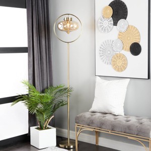 Metal Floor Lamp with Hanging Shade Gold - Olivia & May: Chic Illumination, 78" Cord, Foot Step Switch, No Assembly Required - 1 of 4