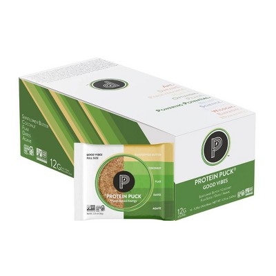 Protein Puck Good Vibes Nutrition Bars - Sunflower Butter - 3.2oz/16ct: Chewy, 7g Protein, Ready to Eat