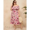 Women Plus Size Off Shoulder Maxi Dress Ruffle Flowy Casual Summer Boho Long Dresses - 4 of 4
