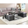 NicBex Modern Square Coffee Table Set of 5 with 4 Storage Stools and Metal Frame for Living Room - 2 of 4
