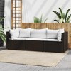 vidaXL - 3 Piece Patio Lounge Set with Brown Poly Rattan + Cushions, Powder-Coated Steel Frame, Modular Design, Padded Comfort, Easy Assembly - 2 of 4