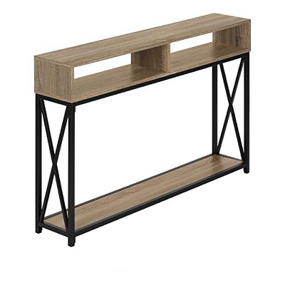 Monarch Specialties Accent Table Console Entryway Narrow Sofa Living Room Bedroom Brown Laminate Black Metal Contemporary Modern