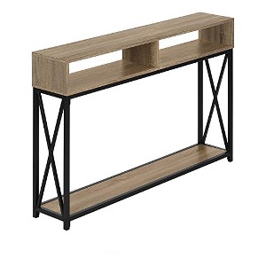 Monarch Specialties Accent Table Console Entryway Narrow Sofa Living Room Bedroom Brown Laminate Black Metal Contemporary Modern - 1 of 4