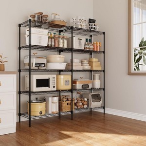 Acekool 5-Tier Heavy Duty Wire Shelving Unit, Adjustable Metal Storage Rack with Floor Levelers, 59" W x 14" D x 59" H, Black - 1 of 4