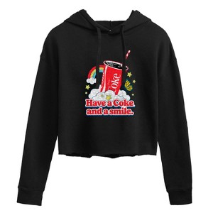 Women's - Coca-Cola - Have A Coke And A Smile Cropped Graphic Hoodie - 1 of 3