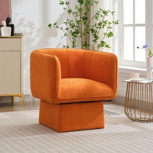Swivel Barrel Accent Chair, Mid Century 360° Comfy Round Accent Sofa for Bedroom - 1 of 4