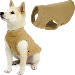 Gooby Stretch Fleece Vest Dog Sweater Sand, X - 1 of 2