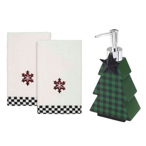 Avanti Linens Tis the Season Lotion Dispenser & 2-Pack Fingertip Towel Set - 1 of 3