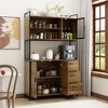 Famapy 47.2"W Brown Standard Baker's Rack with Storage Shelves Modern Pantry Cabinet - 4 of 4