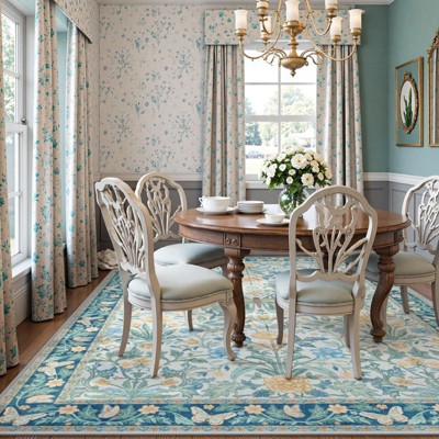 Lahome GST Morris Butterfly Full Coverage Short Pile Velvet Rectangular Indoor Area Rug