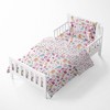 Bacati - Little Dino Girls Fuchsia/Aqua Muslin 5 pc Toddler Bedding Set with Dec Pillow - 2 of 4