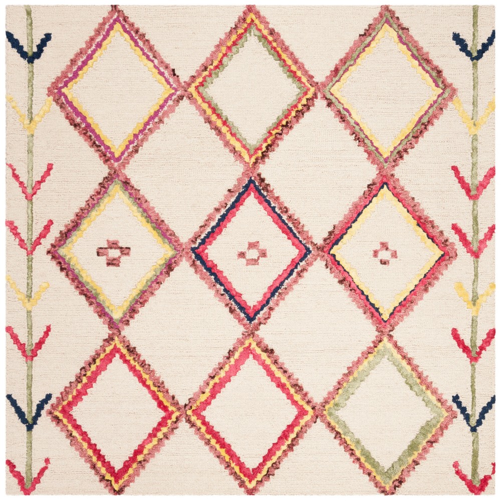 5'X5' Geometric Tufted Square Area Rug Ivory - Safavieh