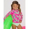 RuffleButts Baby/Toddler Girls UPF50+ Long Sleeve Zipper Rash Guard 2-Piece - 3 of 4