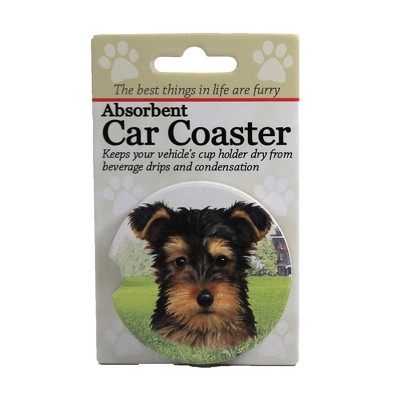 Car Coaster 2.5" Yorkie Puppy Cut Car Coaster Absorbant E & S Pet  -  Coasters