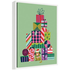 Kate & Laurel All Things Decor Sylvie Framed Canvas Christmas Tree Presents by Rachel Lee - 1 of 4