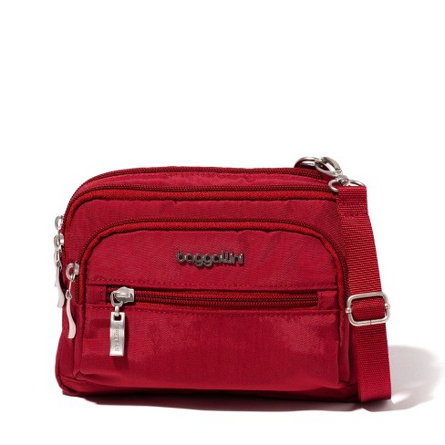 Baggallini Women s Triple Zip Bagg Small Crossbody Bag Crimson Red