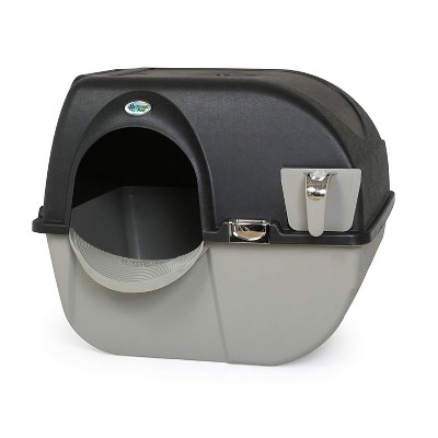 Omega Paw EZ-RA15-1 Elite Roll 'N Clean Self Cleaning Litter Box with  Integrated Litter Step and Unique Sifting Grill, Regular, Gray Easy Fill