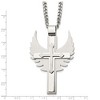 Black Bow Jewelry Mens Stainless Steel XL Winged Cross Necklace, 20 Inch - 4 of 4