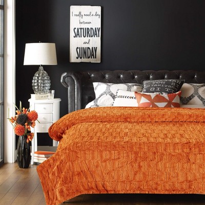 Orange Reversible Faux Fur Sherpa Throw Blanket 60" x 70"