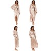 ADR Women's Long Satin Robe with Contrast Piping Tie Belt, Pockets, Full Length - 3 of 4