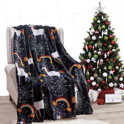 Plazatex Black Holyday Micro plush Decorative All Season Black Color 50" X 60" Throw Blanket