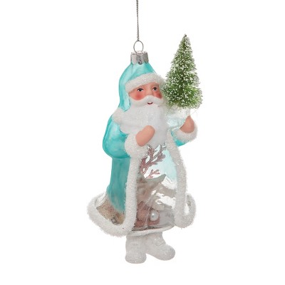 Gallerie II Coastal Santa Sea Life Coastal Tropical Beach Glass Holiday Christmas Xmas Ornament