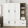 TIRAMISUBEST 3 Door Storage Wardrobe for Bedroom with Shelves and 2 Drawers, Bedroom Closet Armoire with Side Storage Shelves and Hanging Rods - 2 of 4