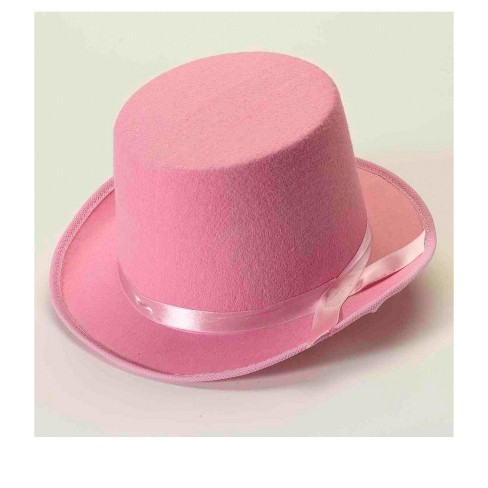 Pink Top hat with Ribbon white