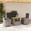 vidaXL 4-Piece Patio Dining Set - Adjustable Cushioned Gray Poly Rattan Furniture for Outdoor/Garden/Backyard Use - 2 of 4