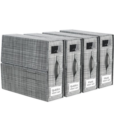 GARPROVM 4-Pack Linen Bed Sheet Organizer Storage Case Container For Bedding Clothing
