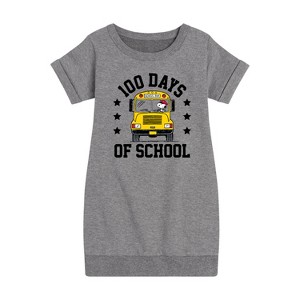 - Peanuts - Snoopy One Hundred Days Of School Graphic Short Sleeve Fleece Dress - 1 of 4