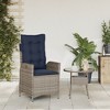 vidaXL Gray Poly Rattan Reclining Patio Chair - Adjustable Outdoor Lounger with Navy Cushions, Weather-Resistant Frame - 3 of 4
