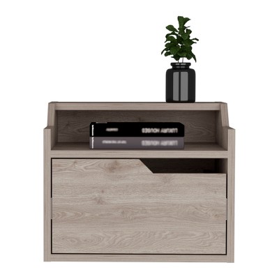 NicBex Floating Nightstand, Modern Night Stand Frame with Modern Dual-Tier Design, Wall Mounted Nightstand with Spacious Single Drawer