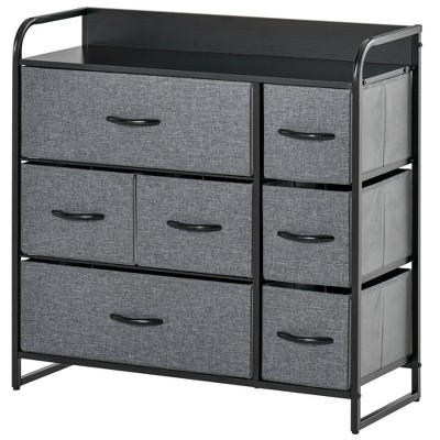 SEVOBAL Dressers 7 Drawer Fabric Storage Tower with Sturdy Steel Frame and Wooden Top for Cozy Bedroom Entryway, Dark Gray, 11.5"*31.5"*31"