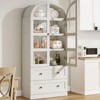 Coolmee 71 Inch Tall Arched Bookcase Cabinet, Wood Bookshelf with Doors & Drawers, Large Display Cabinet with Storage for Office Living Room - 3 of 4