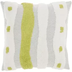 Mina Victory Life Styles Tufted Woven Waves 18" x 18" Lime Indoor Throw Pillow