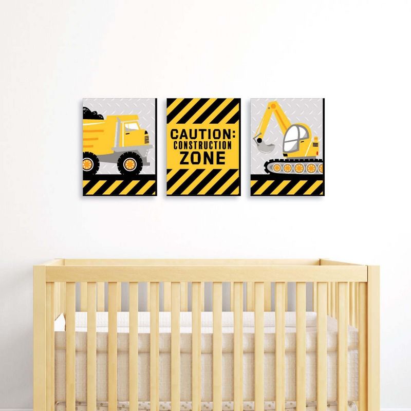 Big Dot of Happiness Dig It - Construction Party Zone - Baby Boy Nursery Wall Art and Kids Room Decor - 7.5 x 10 inches - Set of 3 Prints, 2 of 8