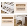 Kumasinova Makeup Vanity Desk with Power Outlet&5 Drawers,Adjustable Lighting Vanity Table with Stool,Dressing Table with Mirror&Hair Dryer holder - 3 of 4