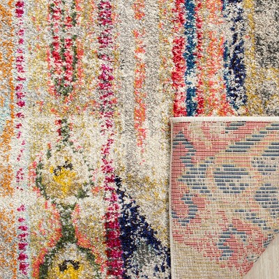Monaco Light Grey and Multicolor Square Bohemian Area Rug
